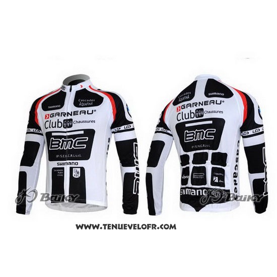 2011 Maillot Ciclismo BMC Blanc et Noir Manches Longues et Cuissard
